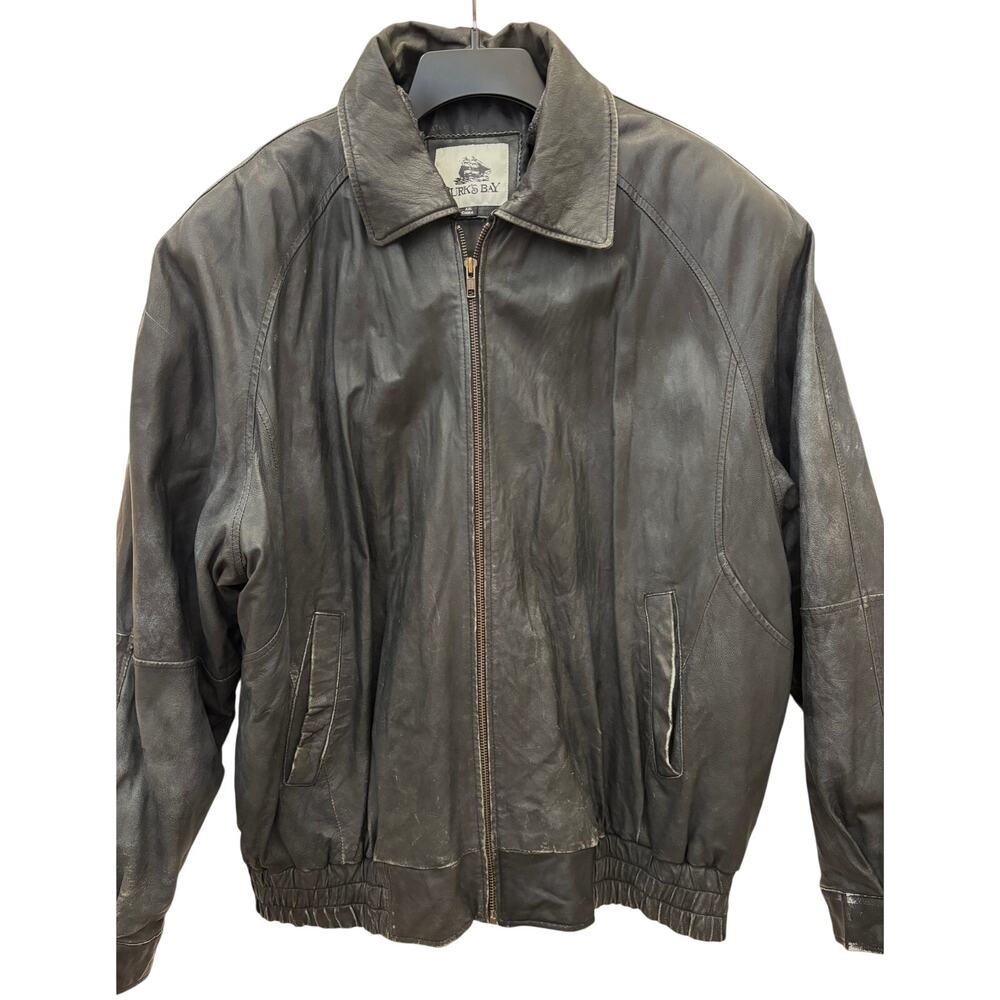 Beat Up Burk’s Bay Leather Bomber Jacket Men’s XXL Faded Soft Black Leather